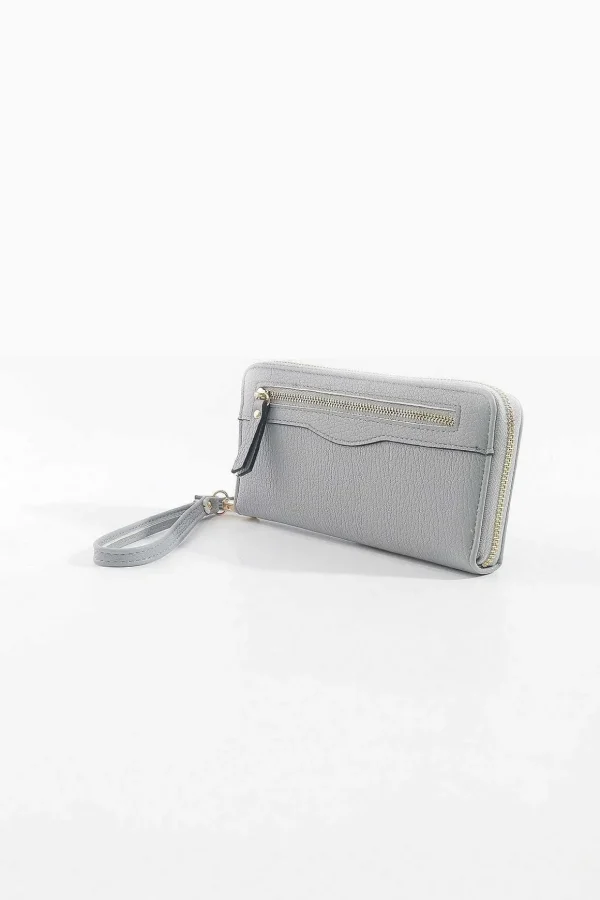 Front Zip Purse In Grey