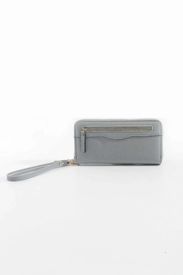 Front Zip Purse In Grey