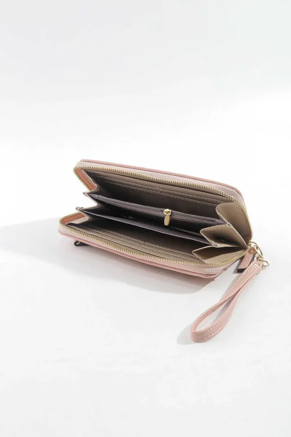 Front Zip Purse In Pink