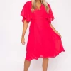 Fuchsia Angel Sleeve Dress