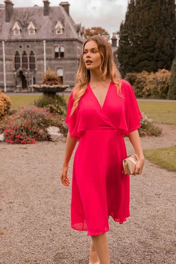 Fuchsia Angel Sleeve Dress