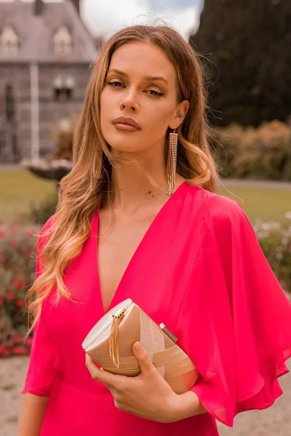 Fuchsia Angel Sleeve Dress