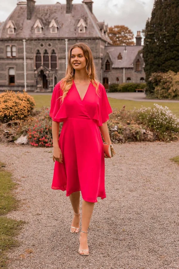 Fuchsia Angel Sleeve Dress