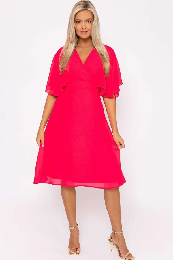 Fuchsia Angel Sleeve Dress