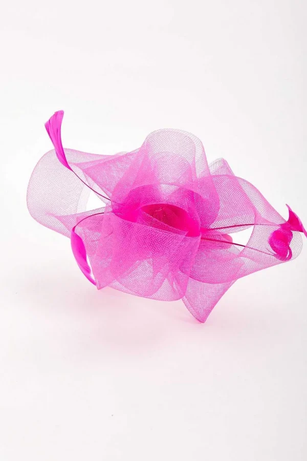 Fuchsia Hairband Fascinator With Feathers