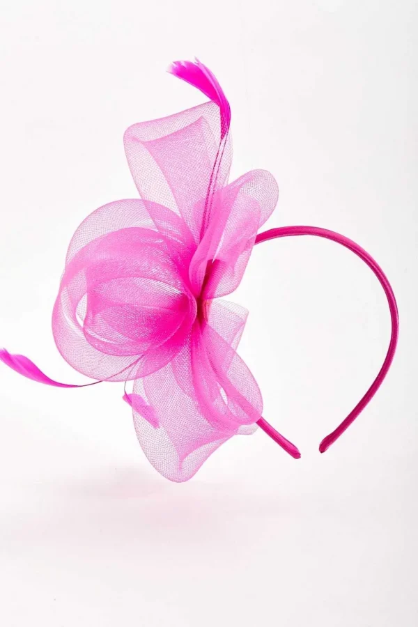 Fuchsia Hairband Fascinator With Feathers