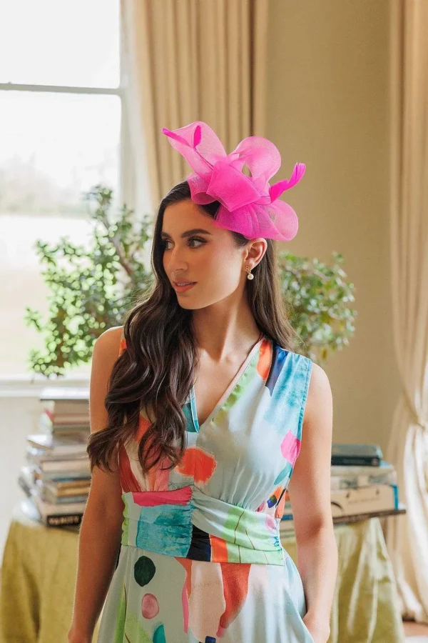 Fuchsia Hairband Fascinator With Feathers