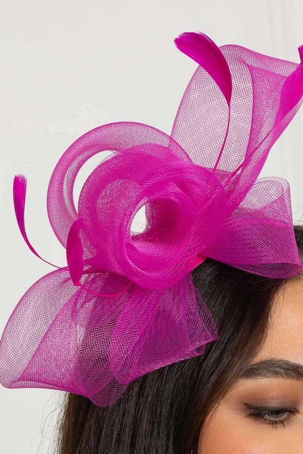 Fuchsia Hairband Fascinator With Feathers