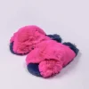 Fuschia Faux Fur Contrast Slippers