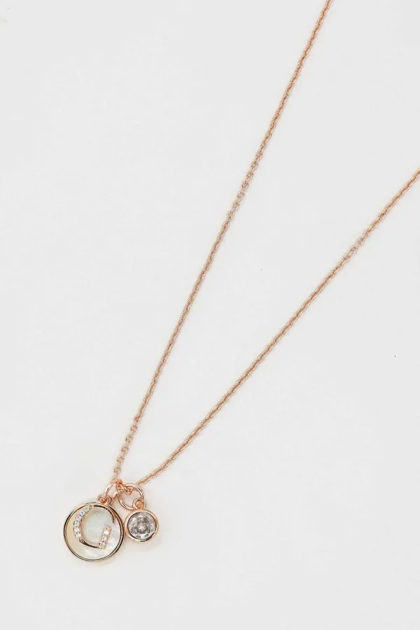 G Initial Necklace In Rose Gold