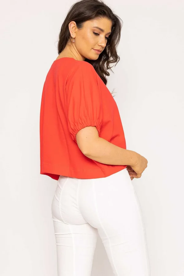 Gathered Cuff Top In Mandarin