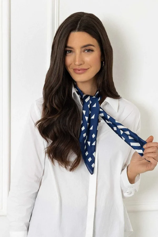 Geo Neckerchief Scarf In Navy