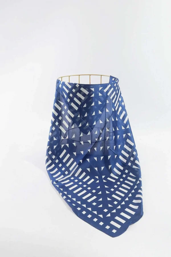 Geo Neckerchief Scarf In Navy