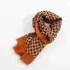 Geo Print Scarf In Brown