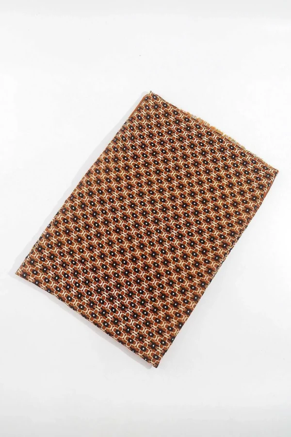 Geo Print Scarf In Brown