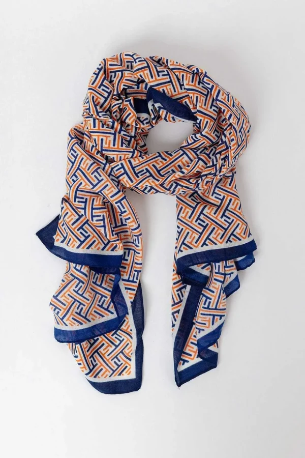 Geo Print Scarf In Navy