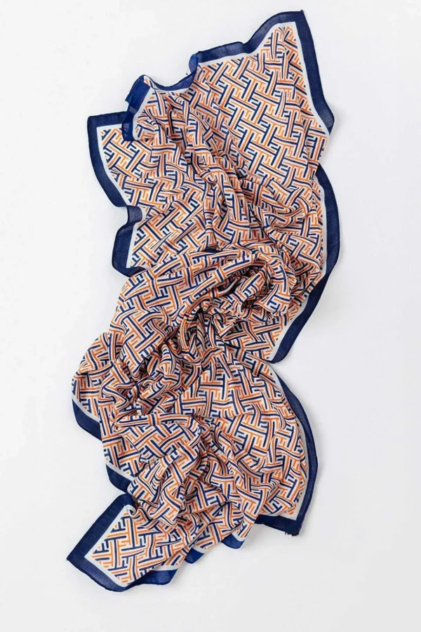Geo Print Scarf In Navy