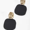 Geometric Textured Earrings In Gold & Black