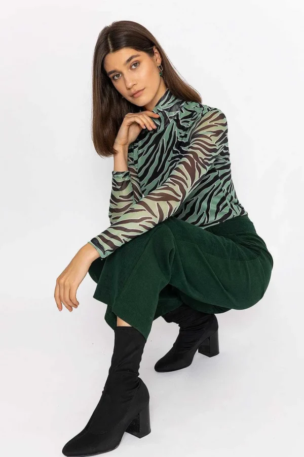 Gigi High Neck Top In Animal Print