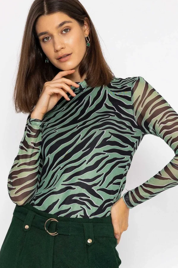 Gigi High Neck Top In Animal Print