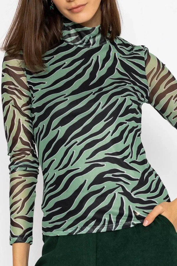 Gigi High Neck Top In Animal Print