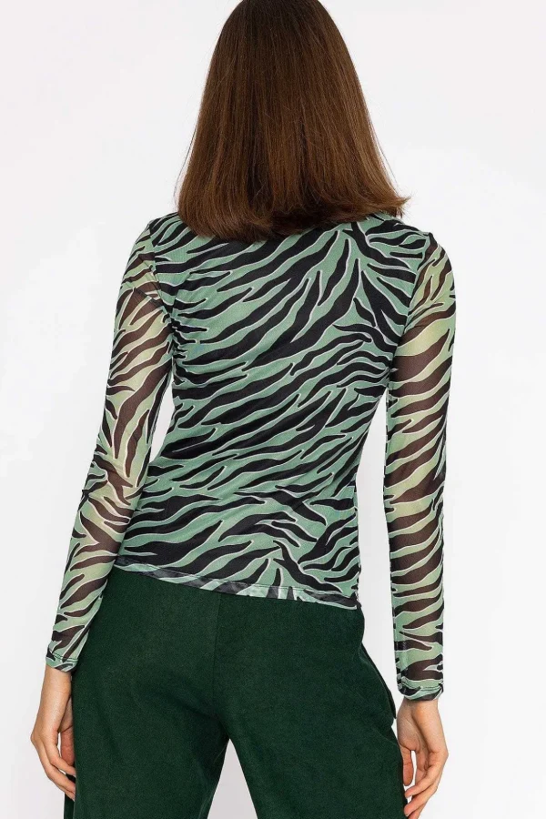 Gigi High Neck Top In Animal Print