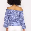 Gingham Bardot Top In Blue