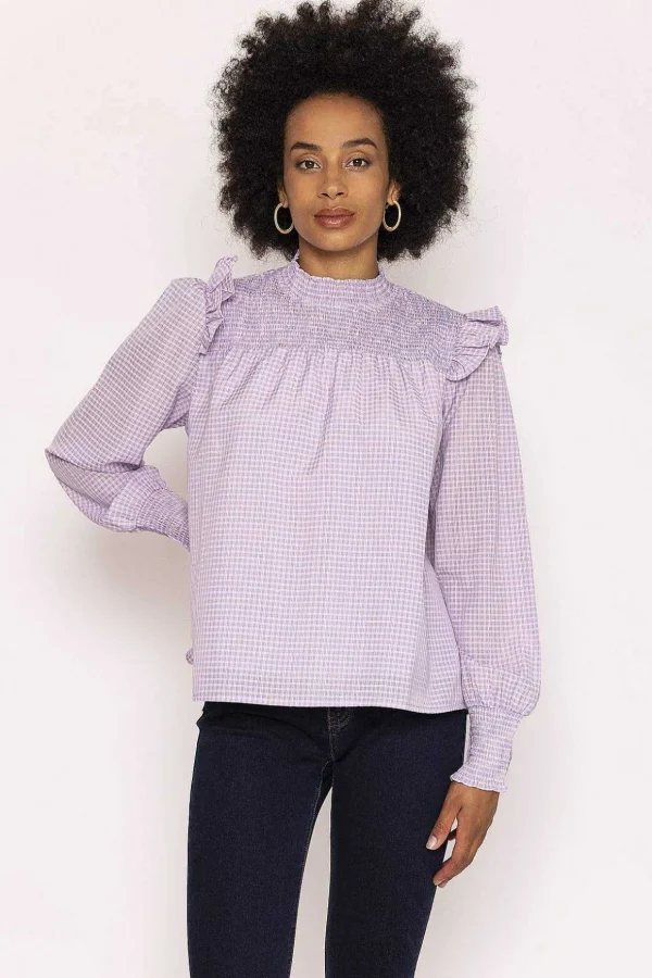 Gingham Blouse In Purple