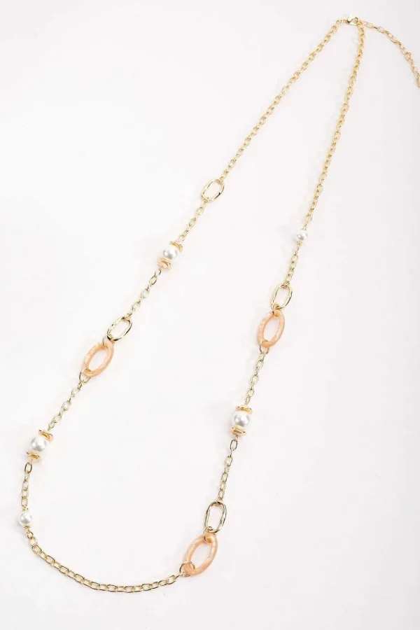 Glass Pearl Link Necklace