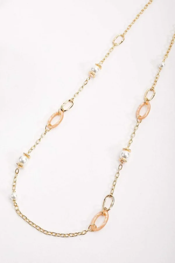 Glass Pearl Link Necklace