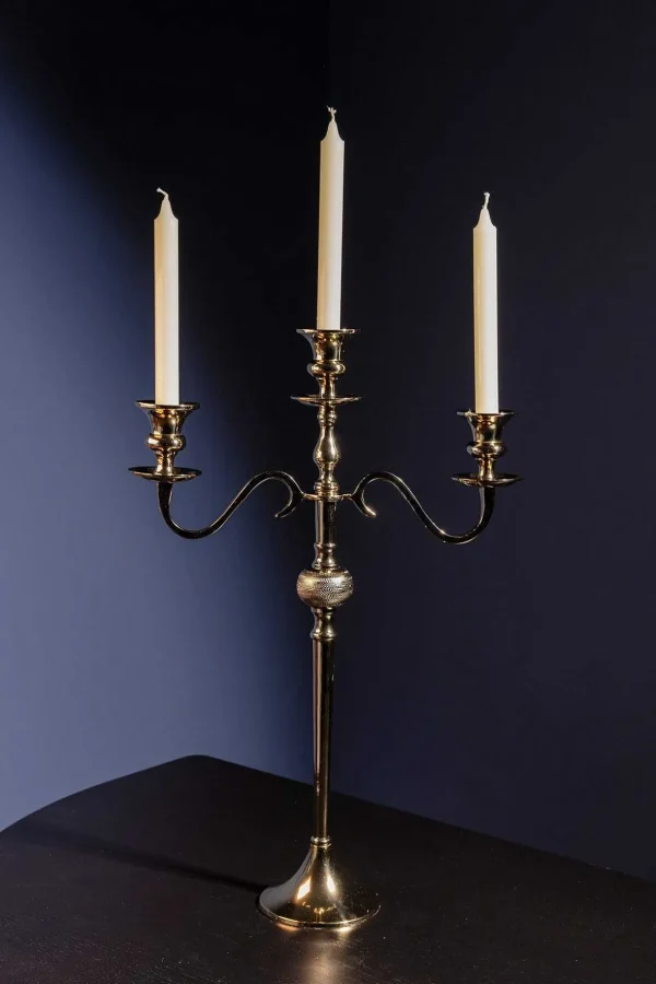 Gold 3 Arm Candelabra