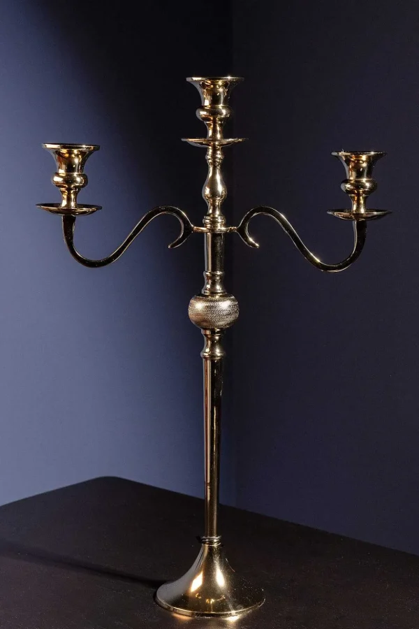 Gold 3 Arm Candelabra