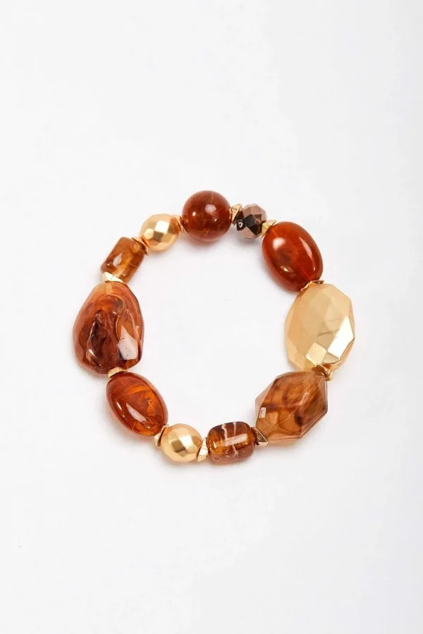 Gold And Brown Beaded Bracelet