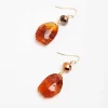 Gold And Brown Beaded Earrings