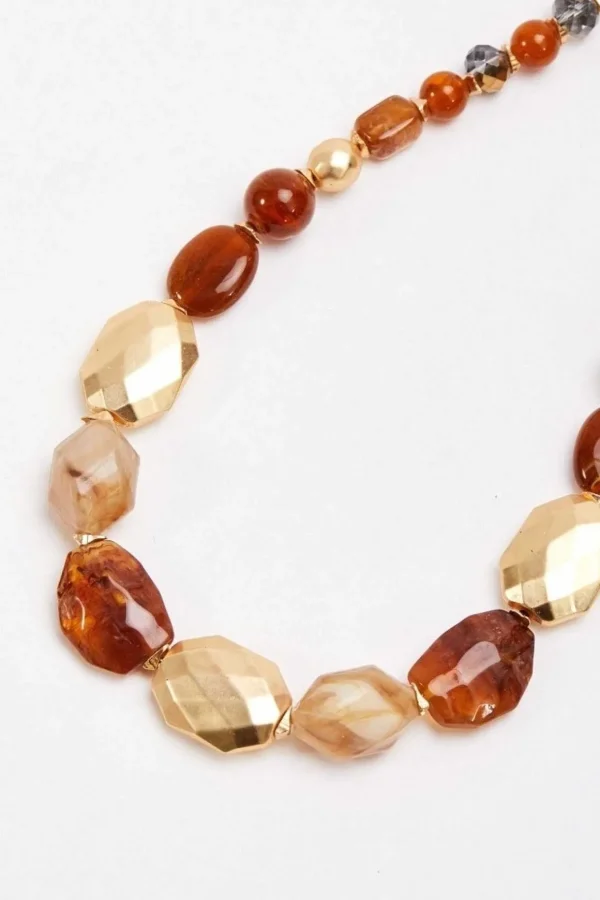 Gold And Brown Beaded Necklace