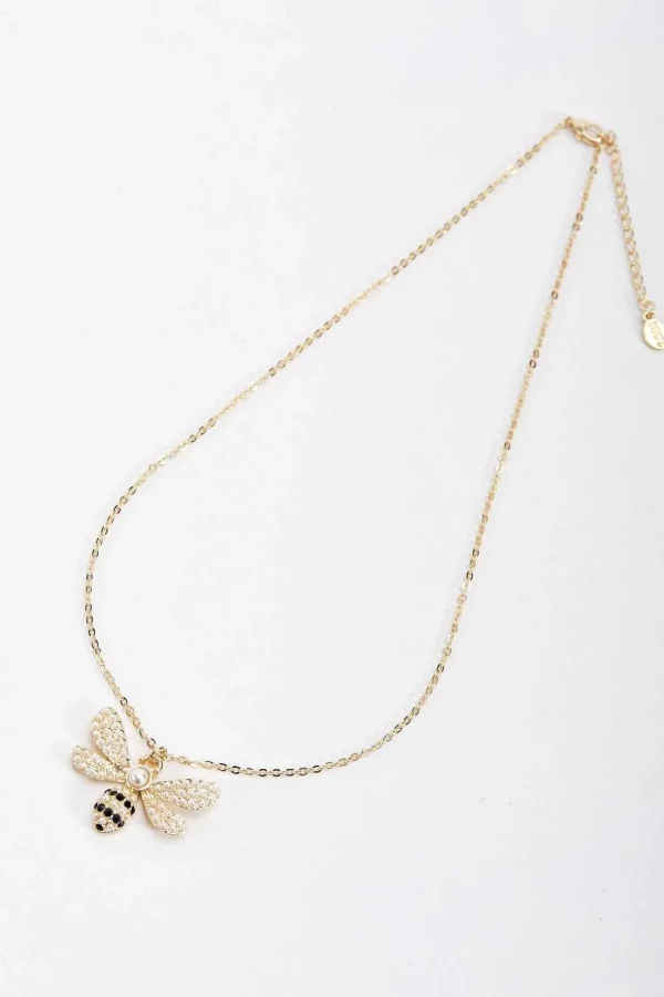Gold Bee Diamante Necklace