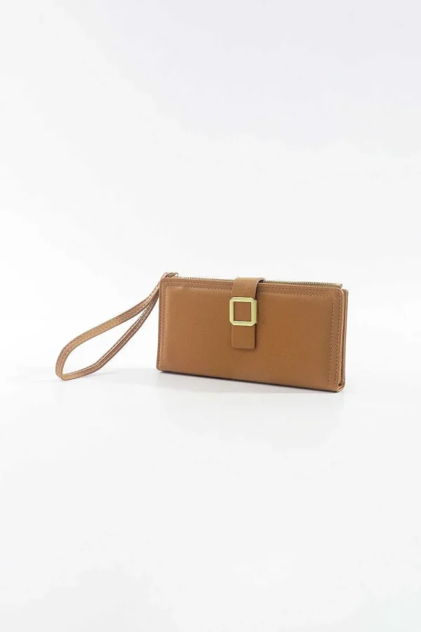 Gold Buckle Purse With Wrist Strap