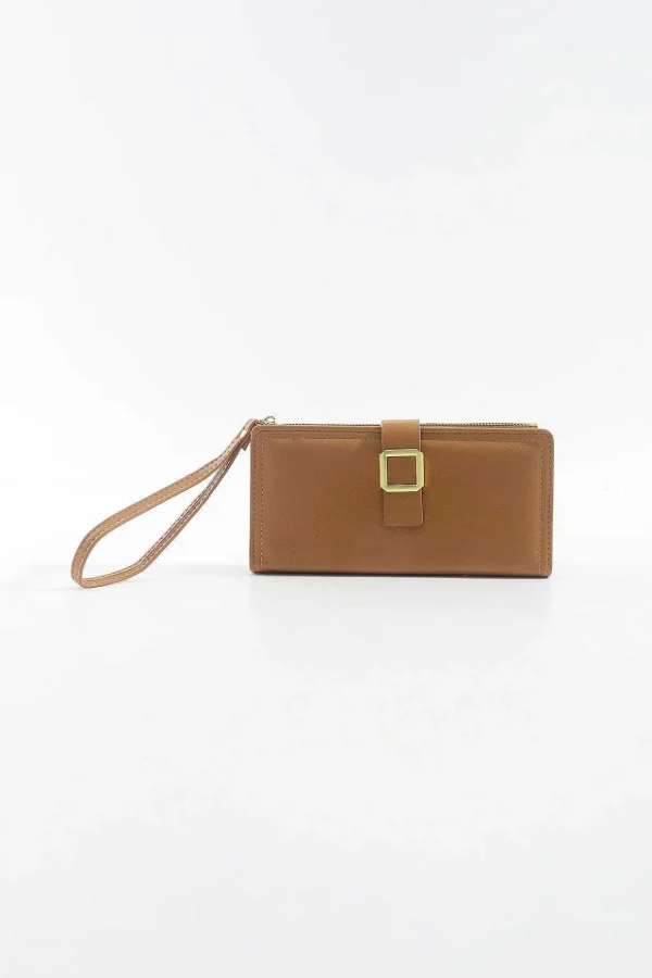 Gold Buckle Purse With Wrist Strap