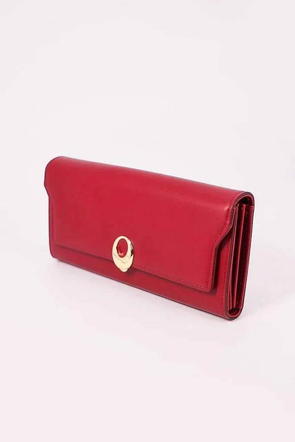 Gold Clasp Purse In Red