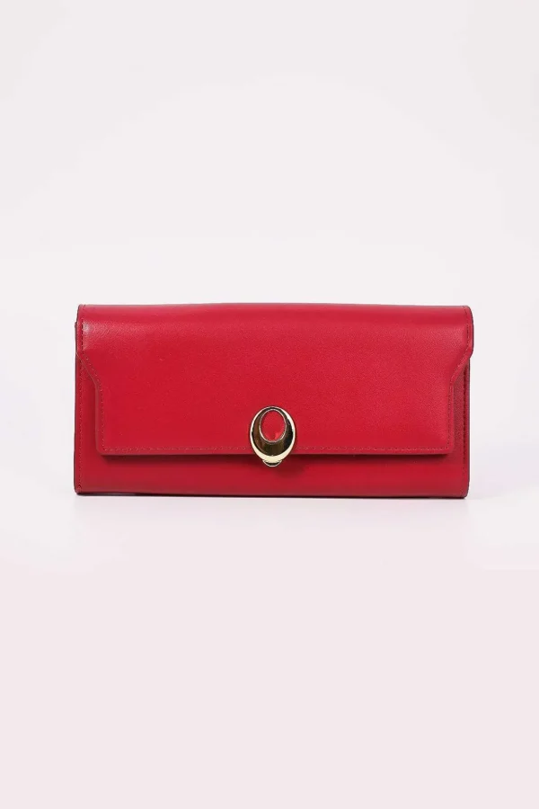 Gold Clasp Purse In Red
