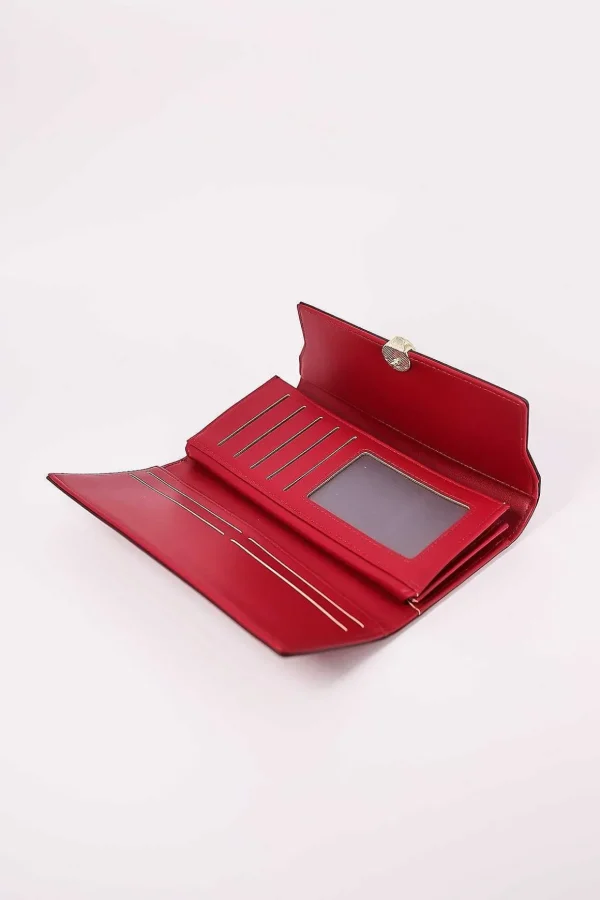 Gold Clasp Purse In Red