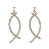 Gold Crescent Drop Earrings