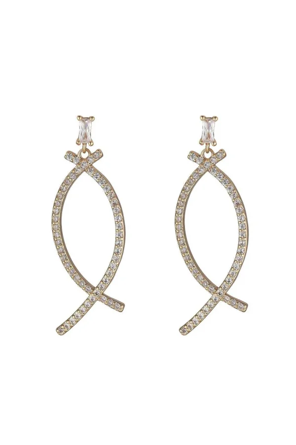 Gold Crescent Drop Earrings
