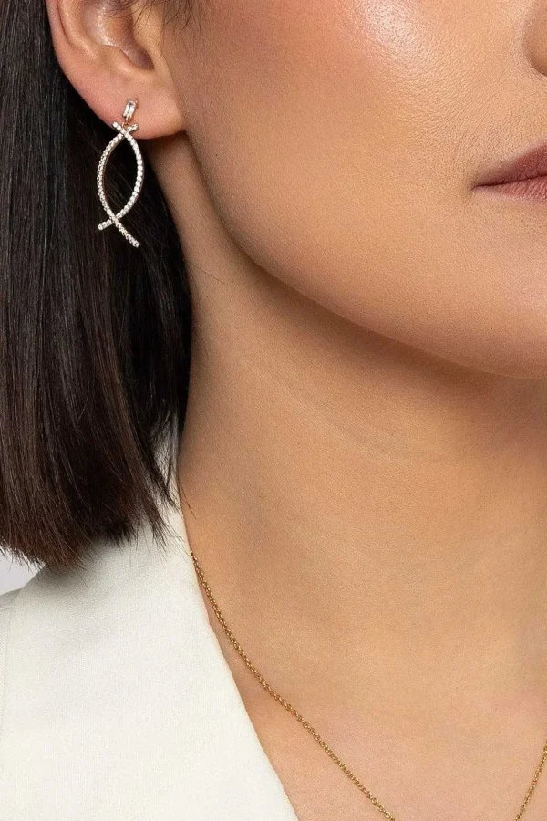 Gold Crescent Drop Earrings
