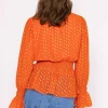 Gold Detail Wrap Top In Coral