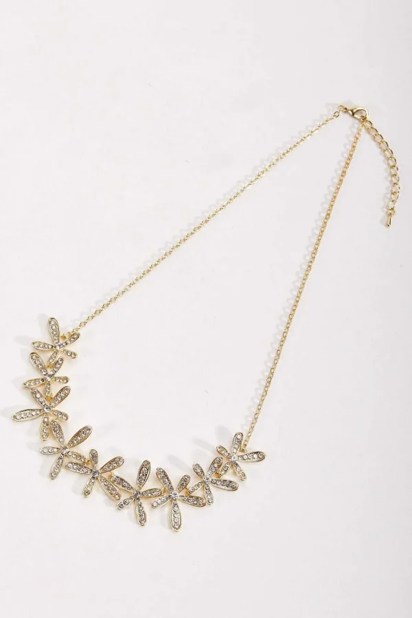 Gold Diamante Floral Necklace