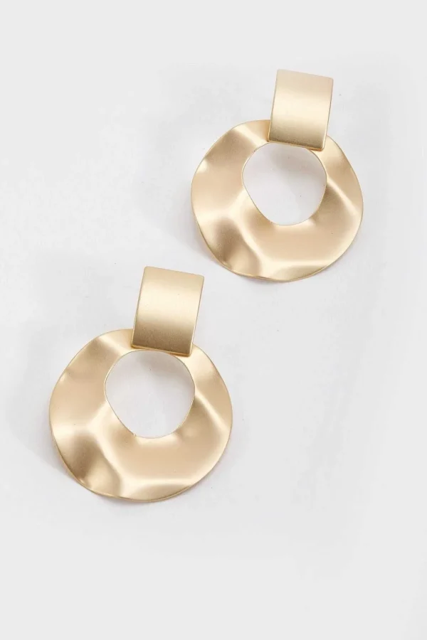 Gold Disc Drop Earrings