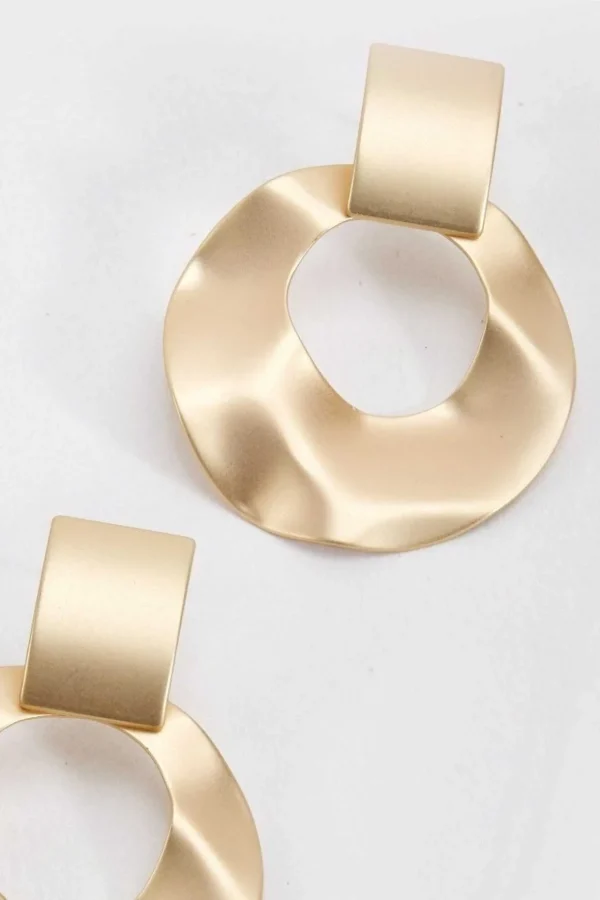Gold Disc Drop Earrings