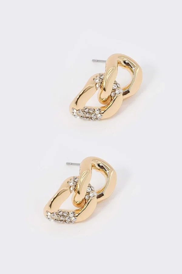 Gold Double Link Earrings