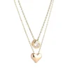 Gold Duo Heart & Solitaire Necklace